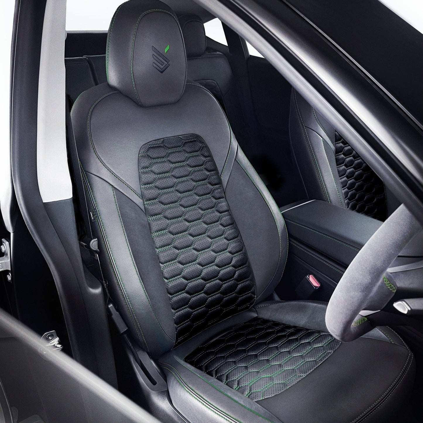 Exclusive 6x6 Anthracite / Honeycomb Anthracite / Stitching Green