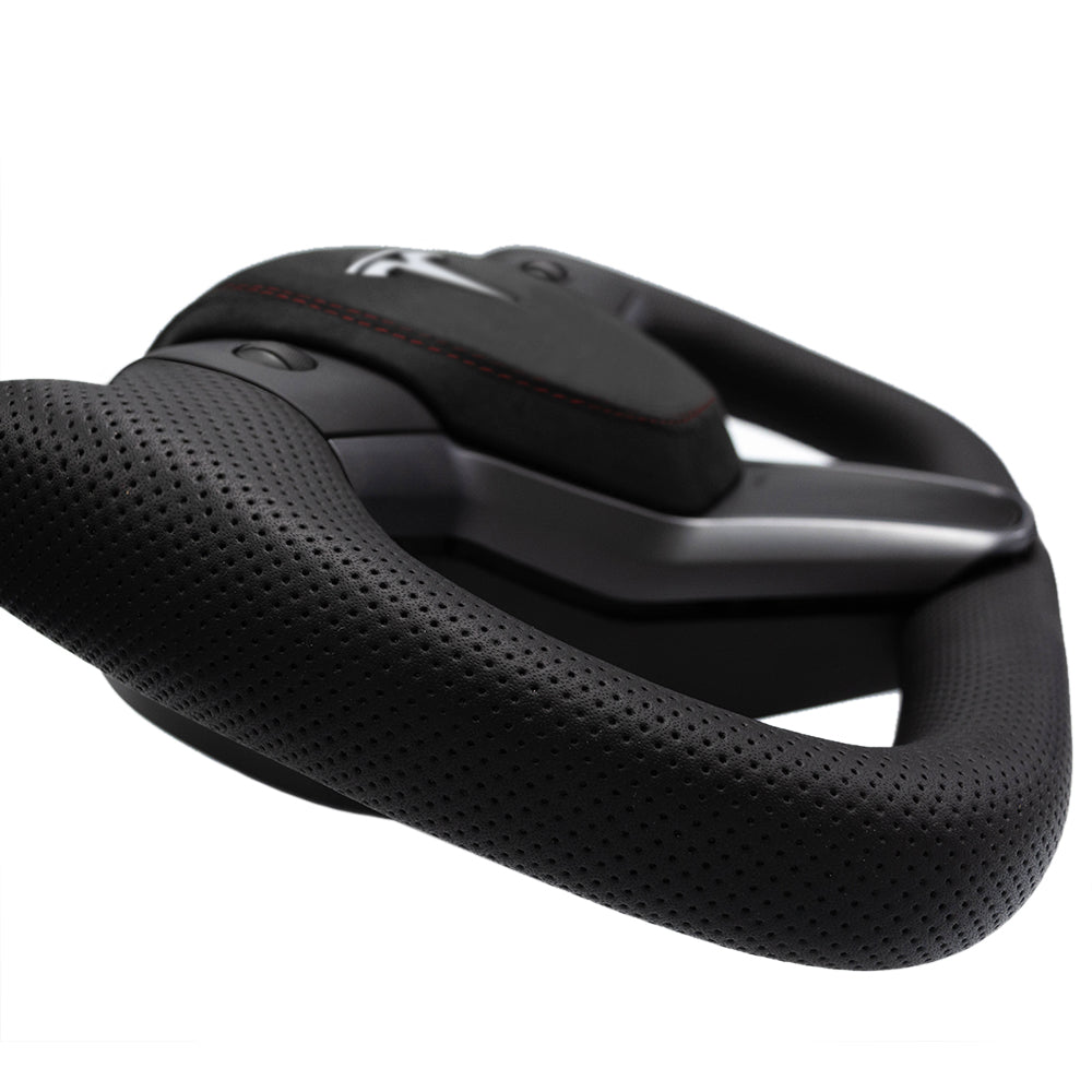 Yoke Perforated Leather Steering Wheel for Tesla Model Y
