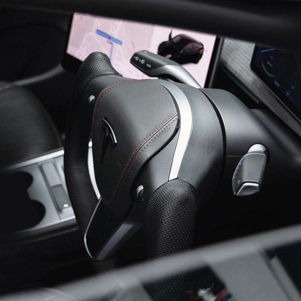 Yoke Perforated Leather Steering Wheel for Tesla Model Y