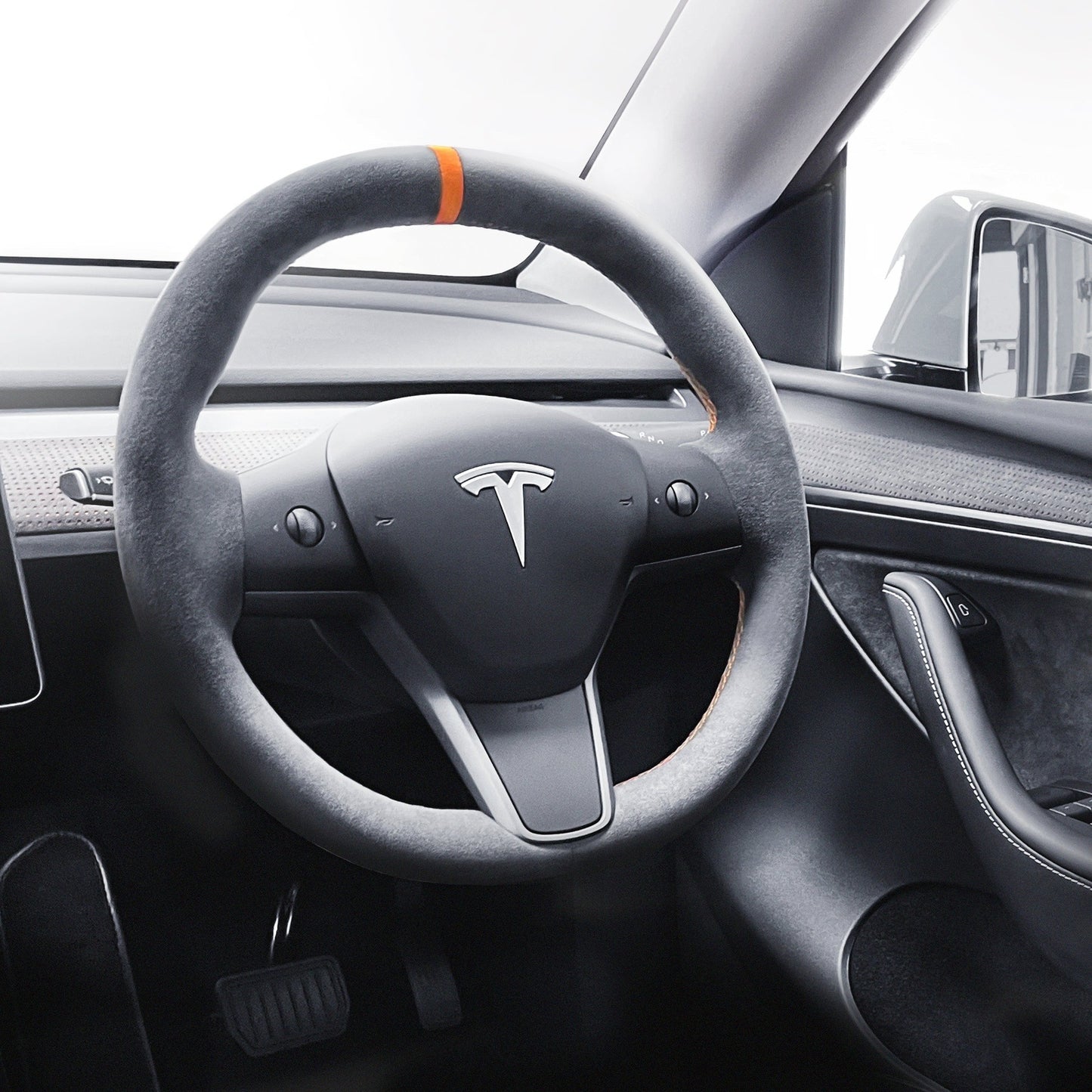 Alcantara Classic Steering Wheel Re-Trim for Tesla Model Y - Electrovogue