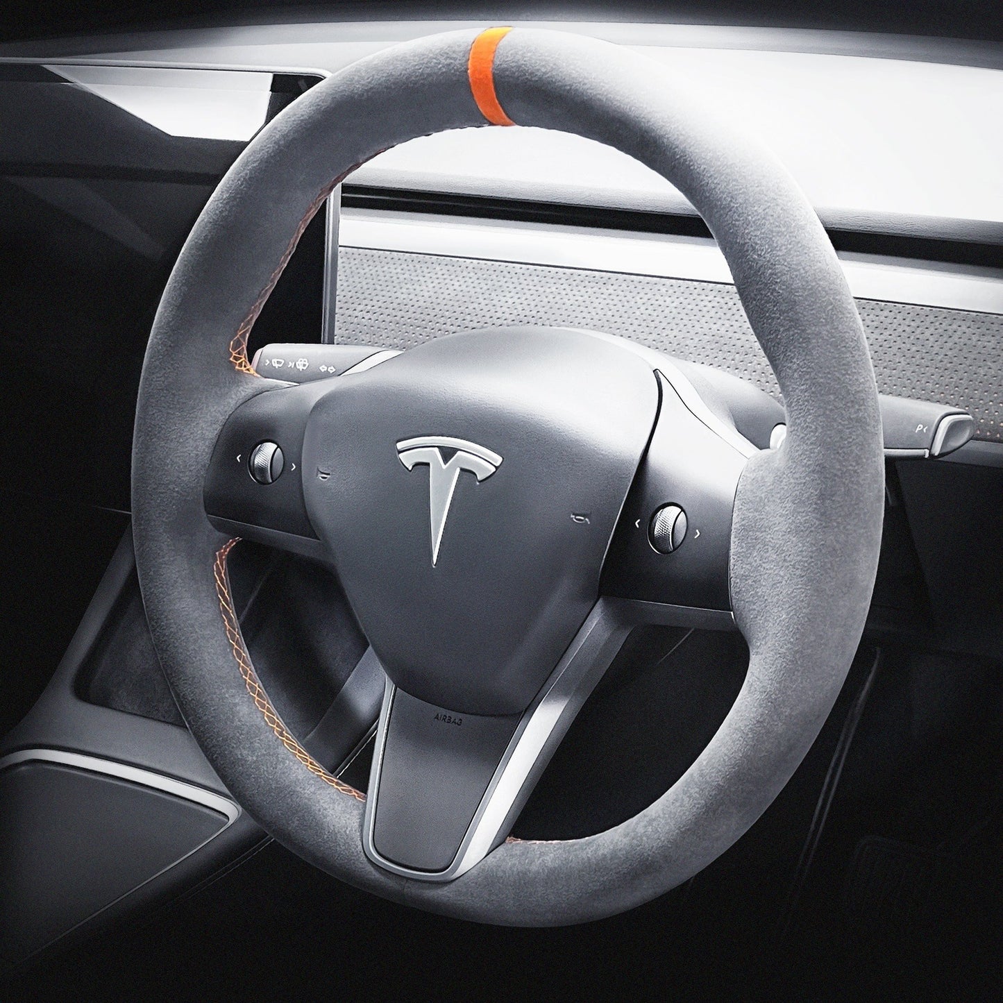 Alcantara Classic Steering Wheel Re-Trim for Tesla Model Y - Electrovogue