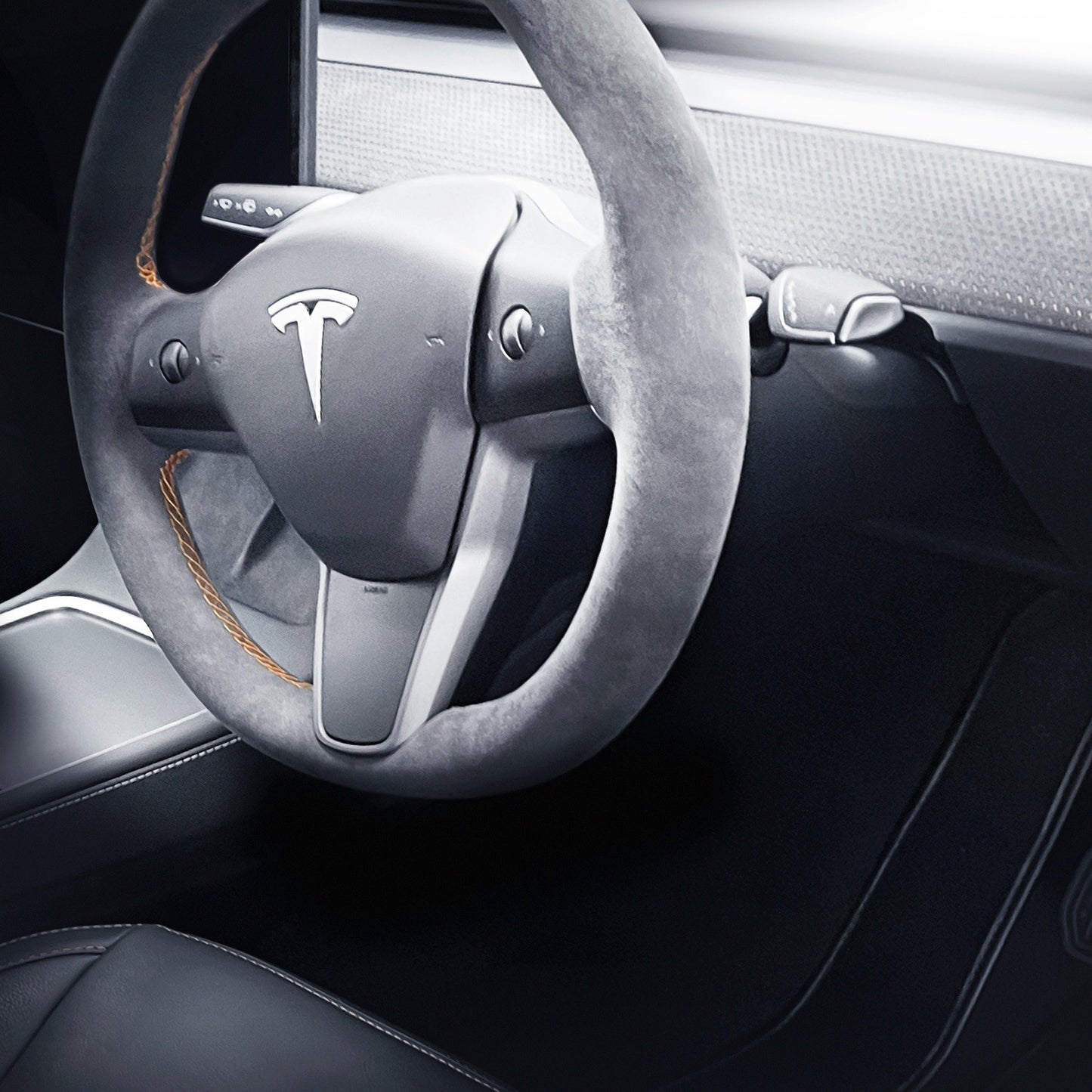 Alcantara Classic Steering Wheel Re-Trim for Tesla Model Y - Electrovogue