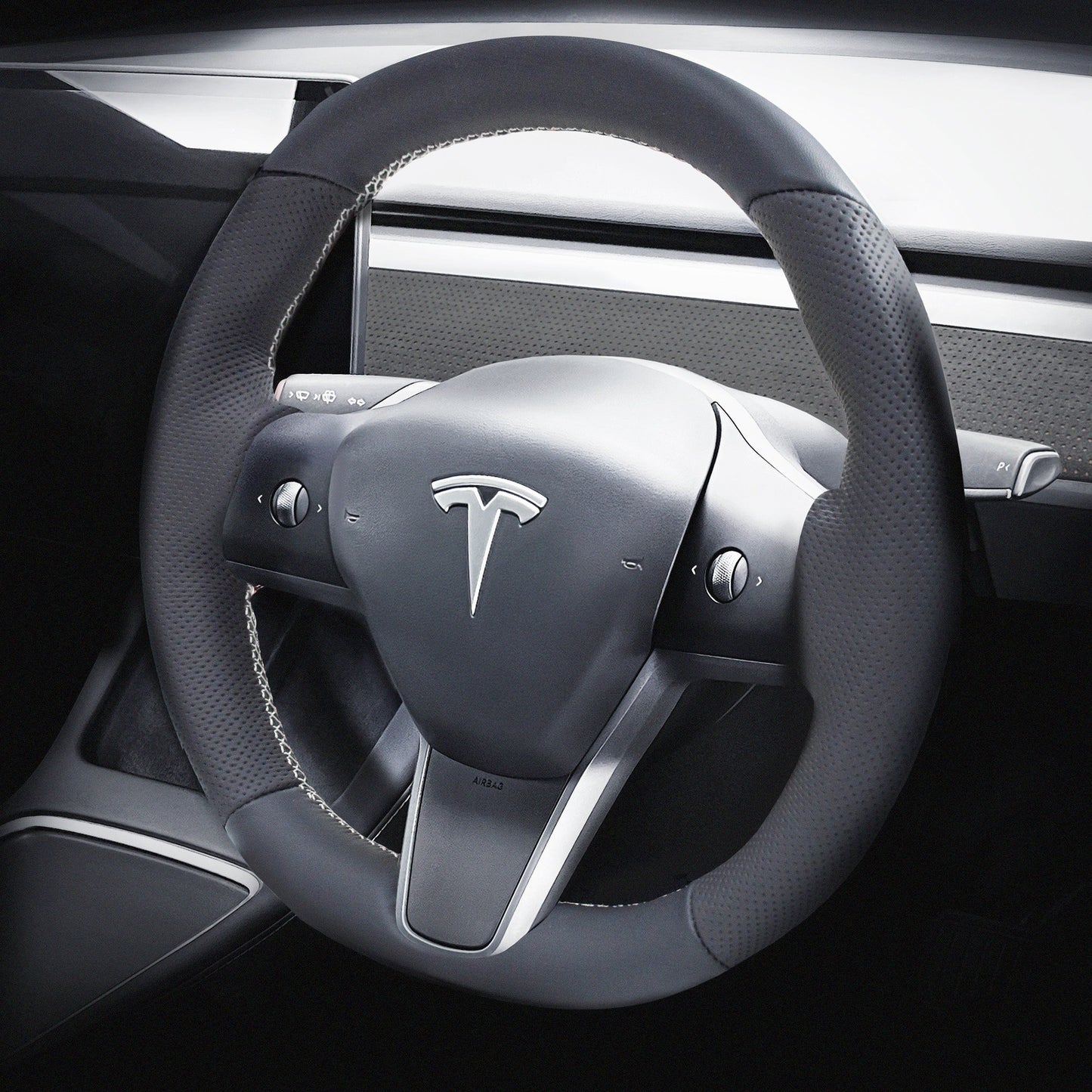 Leather Steering Wheel Re-Trim for Tesla Model 3 - Electrovogue