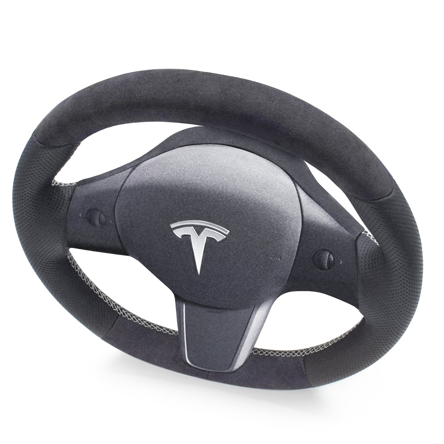 Leather and Alcantara Steering Wheel Re-Trim for Tesla Model Y - Electrovogue