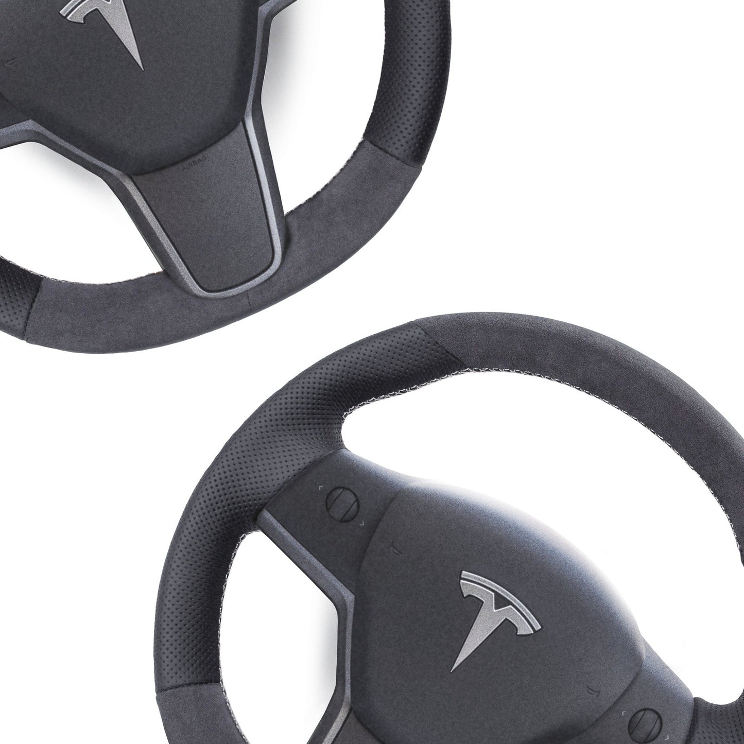 Leather and Alcantara Steering Wheel Re-Trim for Tesla Model Y - Electrovogue