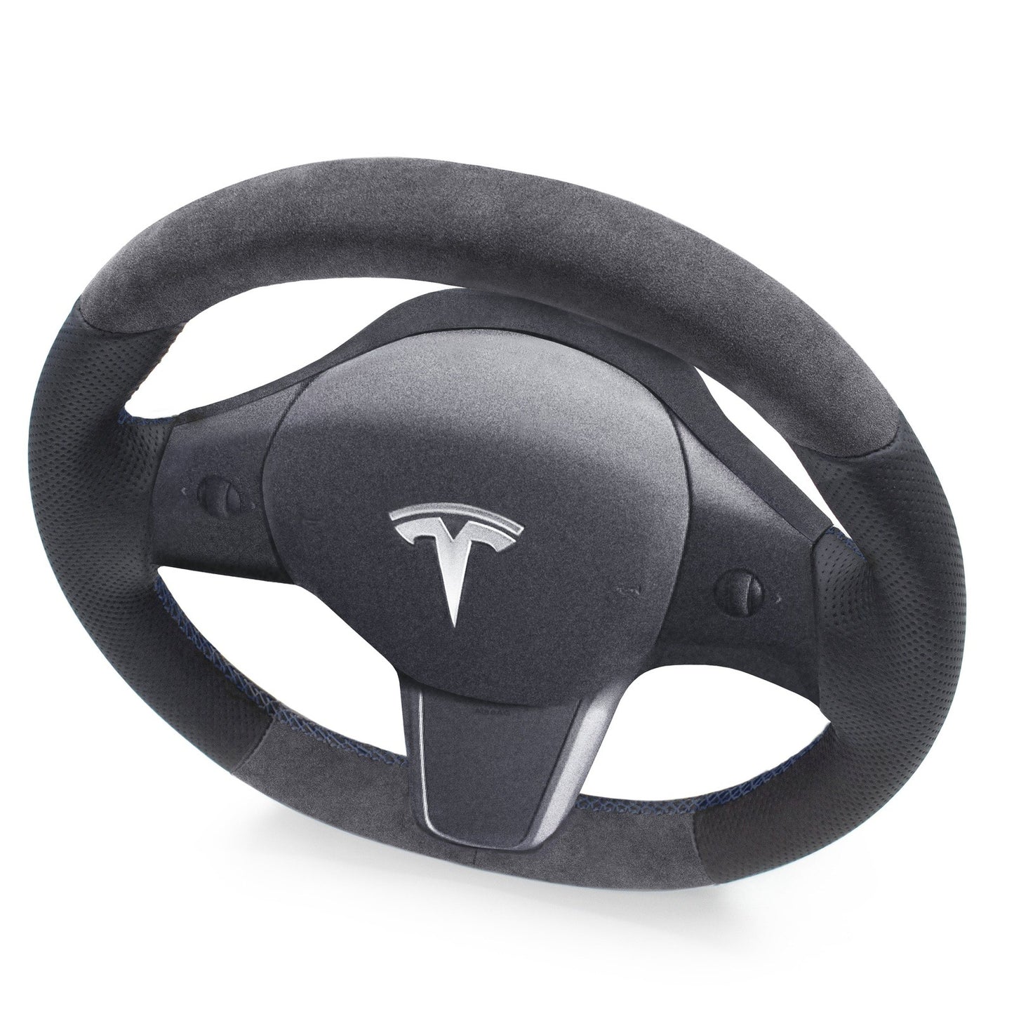 Leather and Alcantara Steering Wheel Re-Trim for Tesla Model Y - Electrovogue