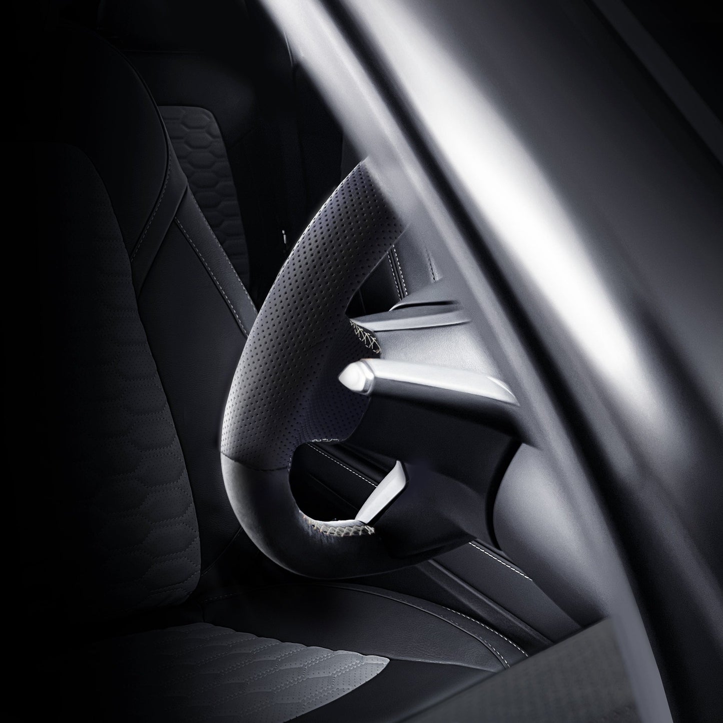 Leather and Alcantara Steering Wheel Re-Trim for Tesla Model Y - Electrovogue