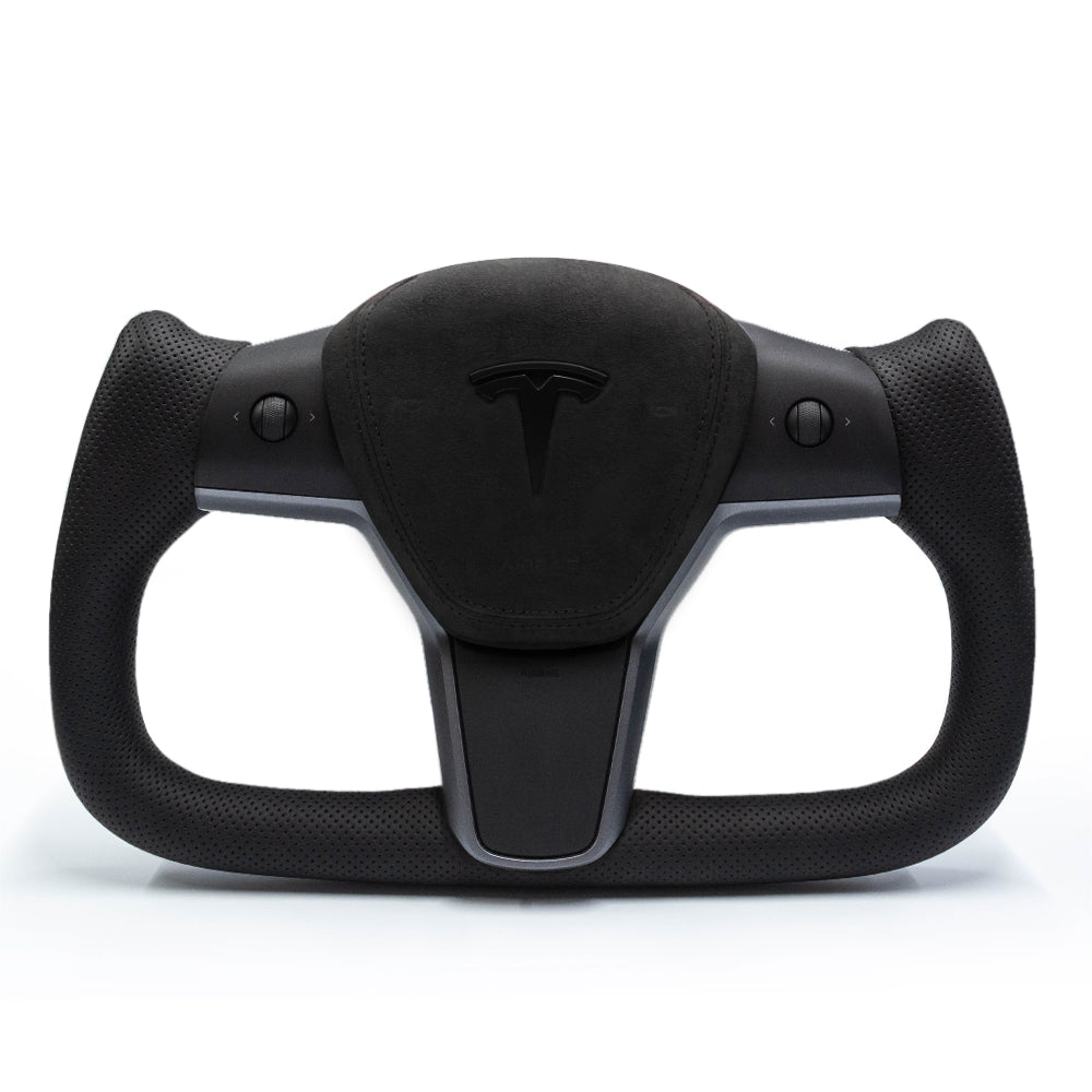 Yoke Perforated Leather Steering Wheel for Tesla Model Y