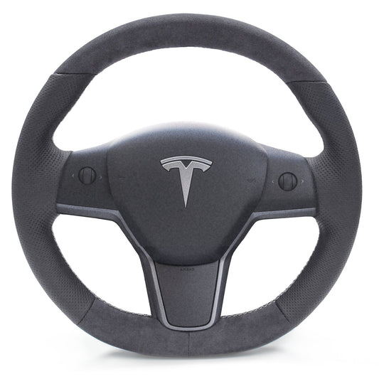 Leather and Alcantara Steering Wheel Re-Trim for Tesla Model Y - Electrovogue